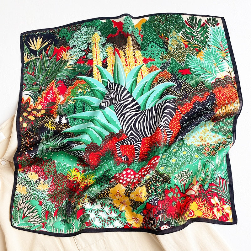 Lux Print Silk Square Scarf