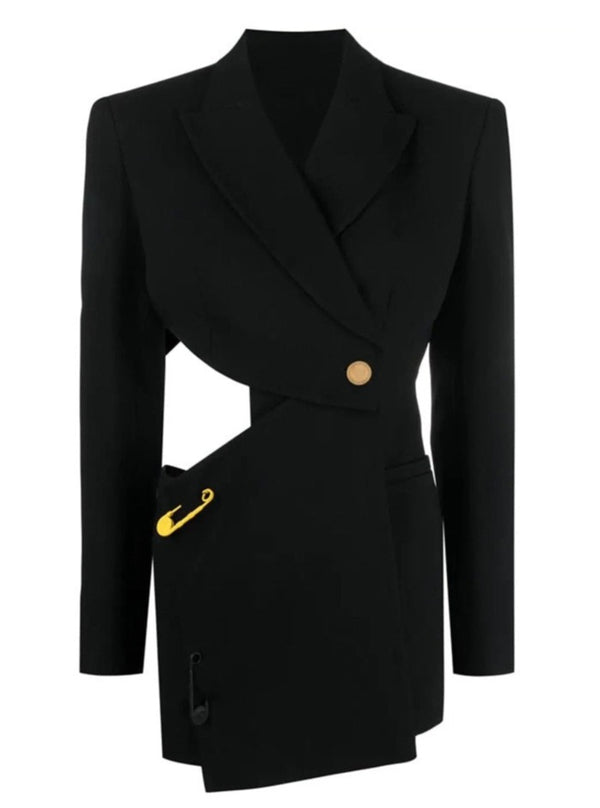 Asymmetrical Backless Solid Blazers