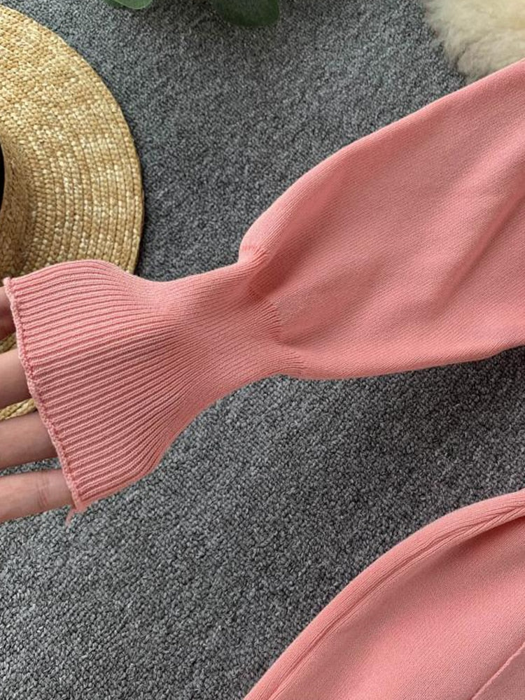 Knitted Sweater Long Batwing Sleeve