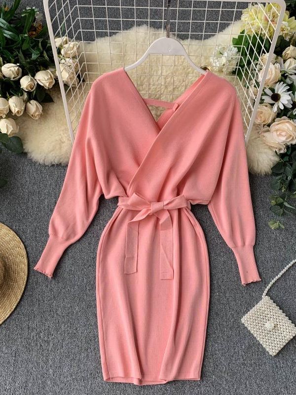 Knitted Sweater Long Batwing Sleeve