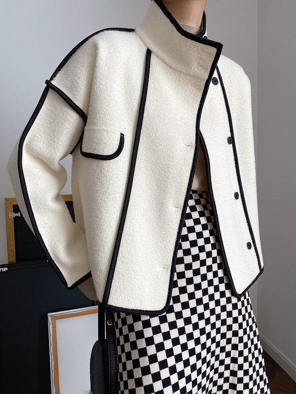 Loose Stand Collar Full Sleeve Jacket