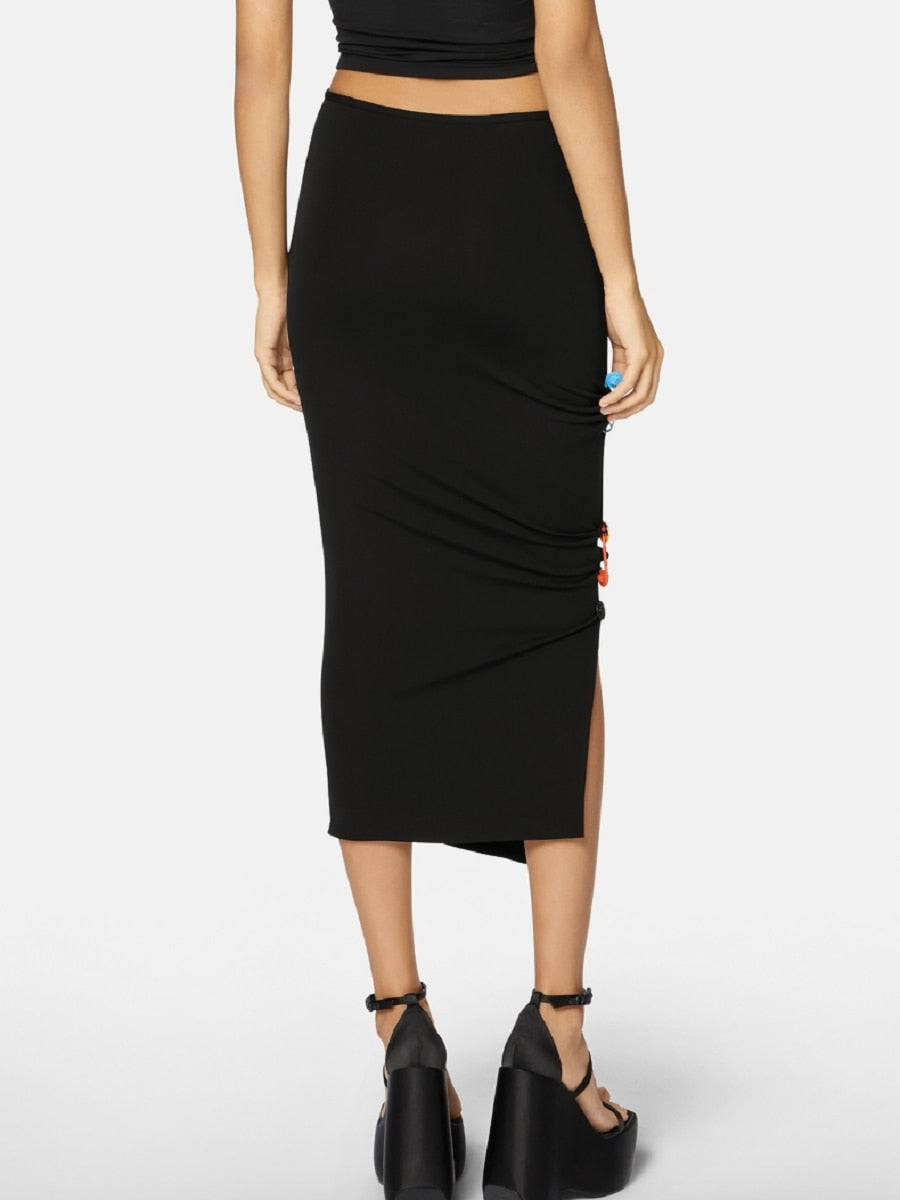 Rivet Cotton Knitted Tight High Waist Skirt