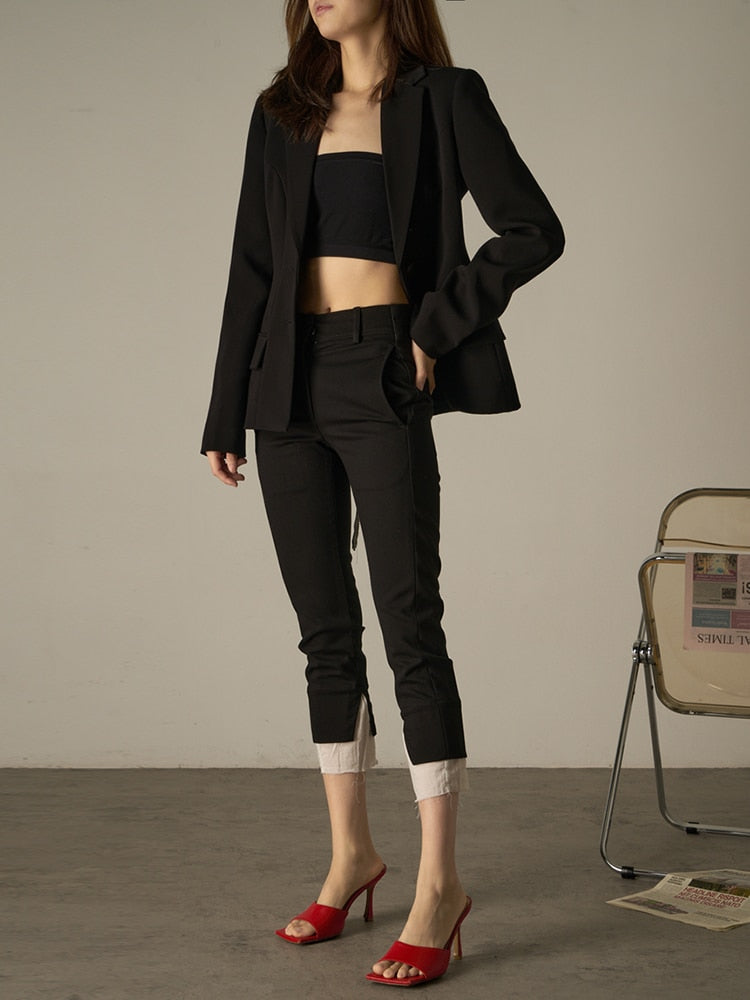 VIVIANNA Back Bow Tie Lace Cut Out Blazer