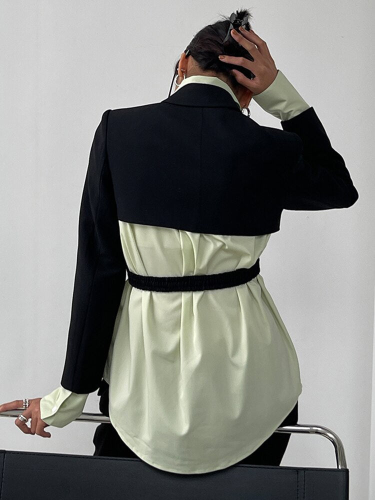 VIVIANNA Irregular Backless Hem Solid Blazers
