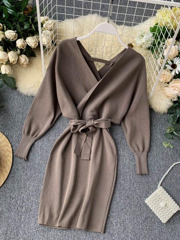Knitted Sweater Long Batwing Sleeve