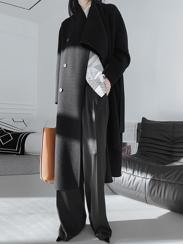 Double-sided Woolen Belt Shawl Scarf Collar Solid Color Coat