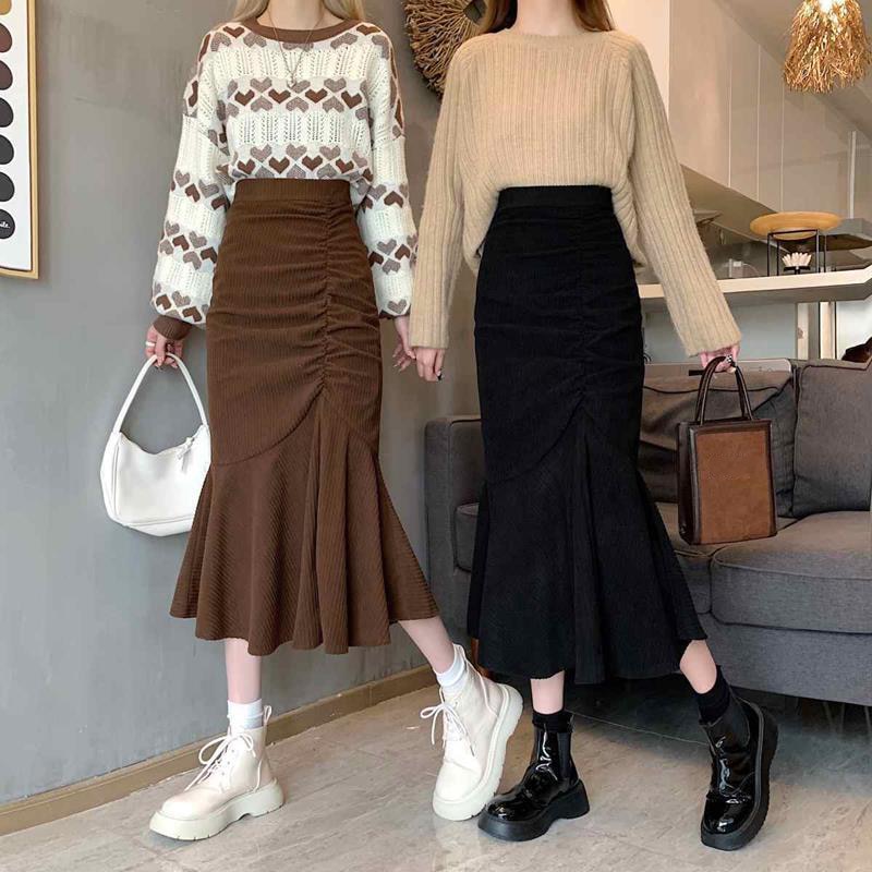 Mermaid Ruffles High Waist Midi Skirts