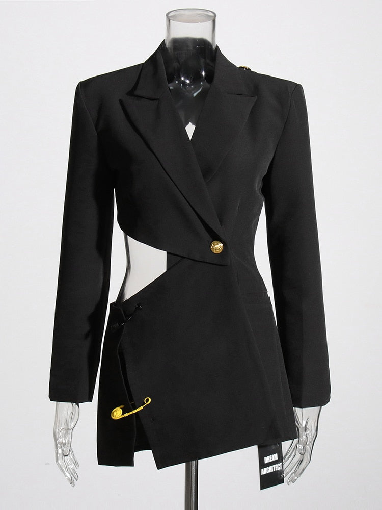 Asymmetrical Backless Solid Blazers