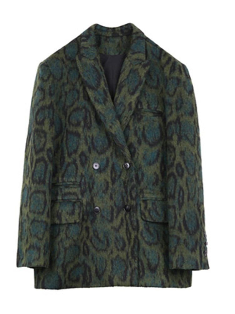 Green Leopard Graphic Blazer