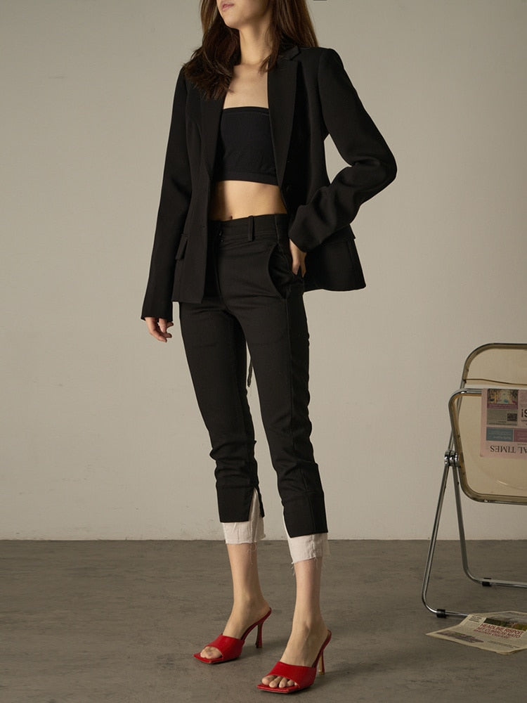 VIVIANNA Back Bow Tie Lace Cut Out Blazer