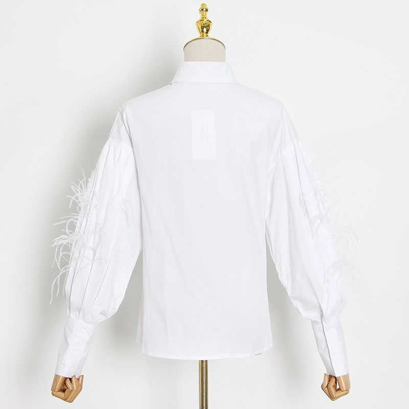 VIVID Lantern Sleeve Feather Blouse