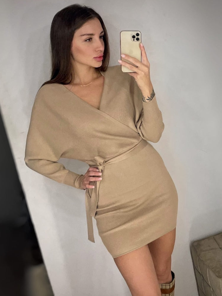 Knitted Sweater Long Batwing Sleeve