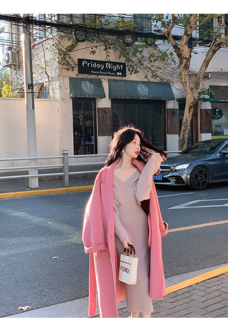 Off Shoulder Long Knitting Sweater Dress