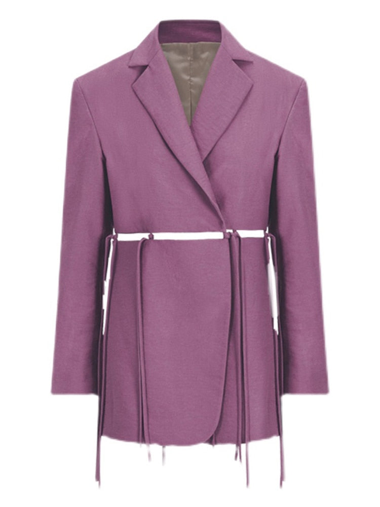 VIVIANNA Cut Out Women Notched Collar Long Sleeve Blazers