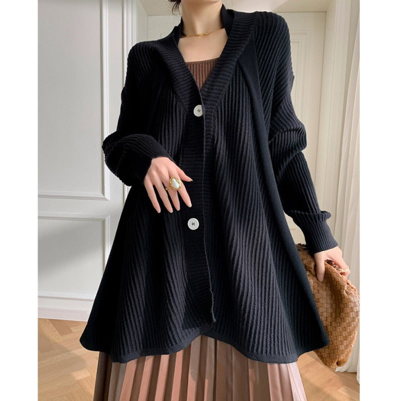 Oversize Loose Fit V-Neck Knitting Sweater Cardigan
