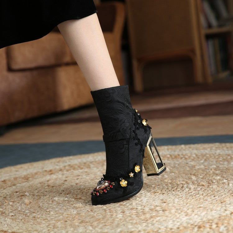 VIVID GARDEN Bird Cage High Heels Ankle Boots