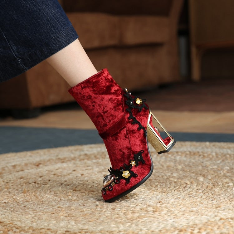 VIVID GARDEN Bird Cage High Heels Ankle Boots