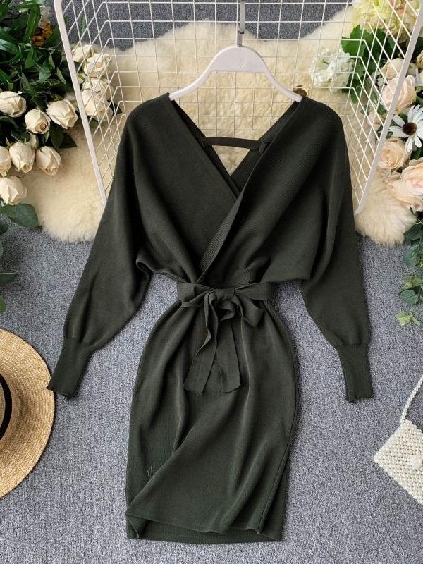 Knitted Sweater Long Batwing Sleeve