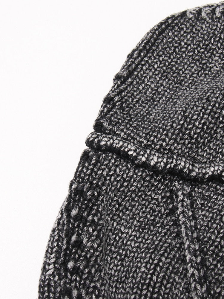 Denim Square Collar Knitting Top Set