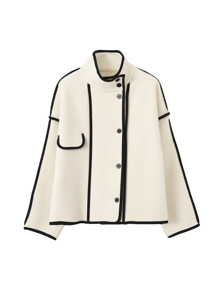 Loose Stand Collar Full Sleeve Jacket