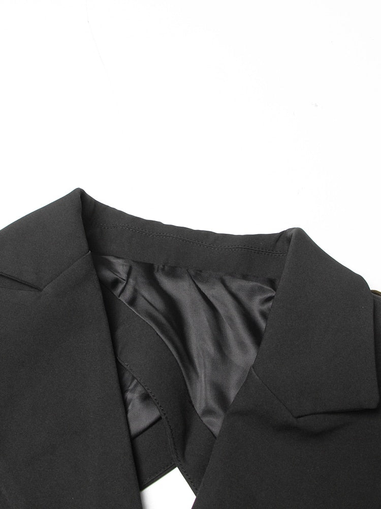 Asymmetrical Backless Solid Blazers