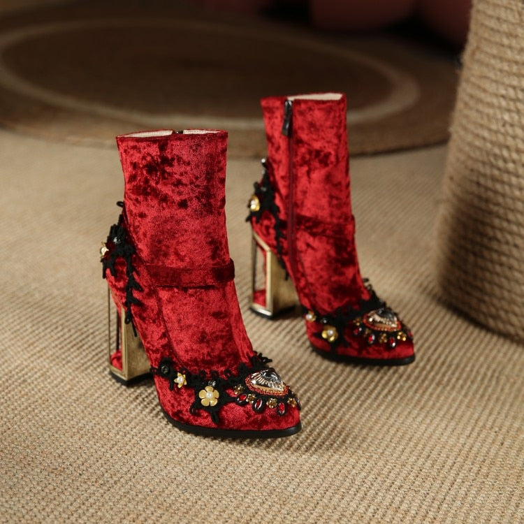 VIVID GARDEN Bird Cage High Heels Ankle Boots