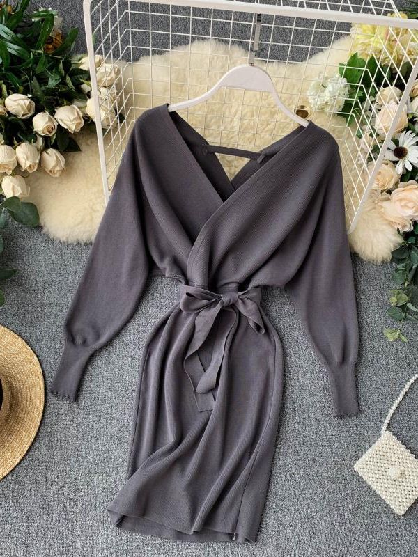 Knitted Sweater Long Batwing Sleeve