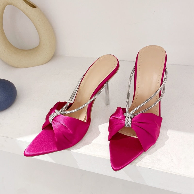 Crystal Pointed Toe Transparent Perspex Stiletto High Heels