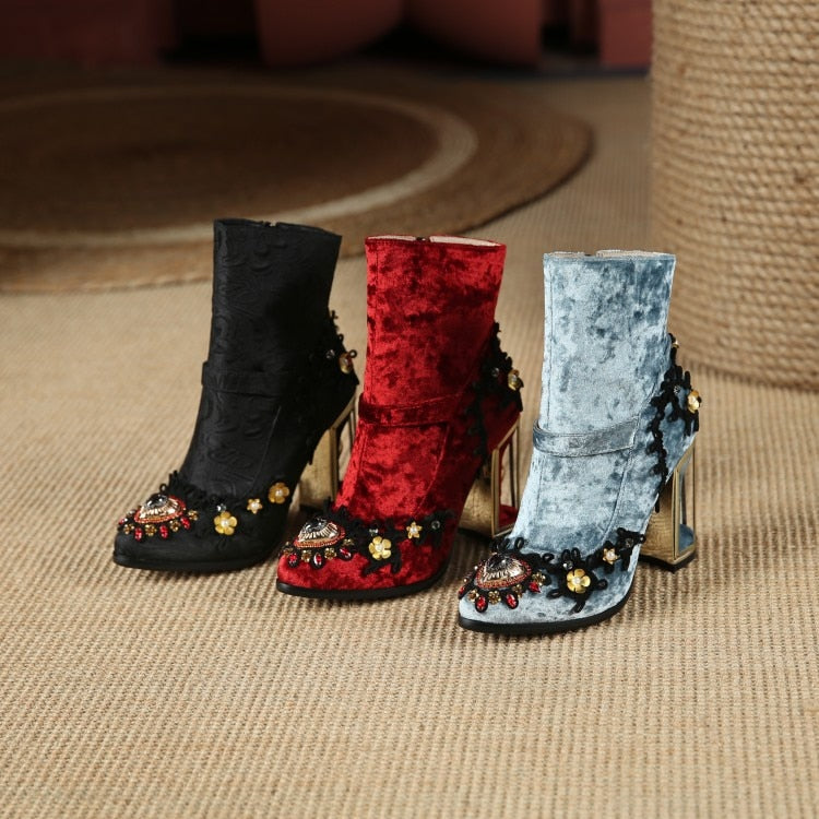 VIVID GARDEN Bird Cage High Heels Ankle Boots