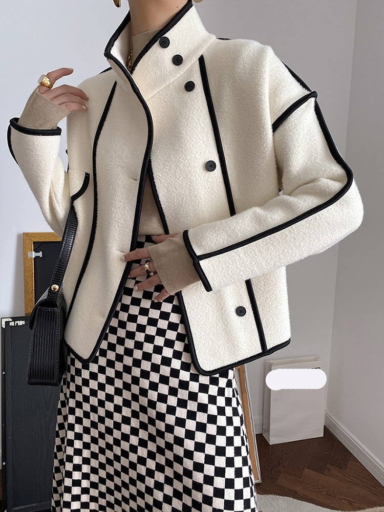 Loose Stand Collar Full Sleeve Jacket