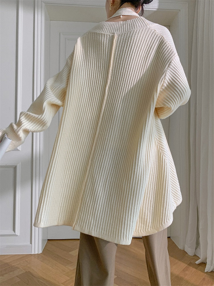 Oversize Loose Fit V-Neck Knitting Sweater Cardigan