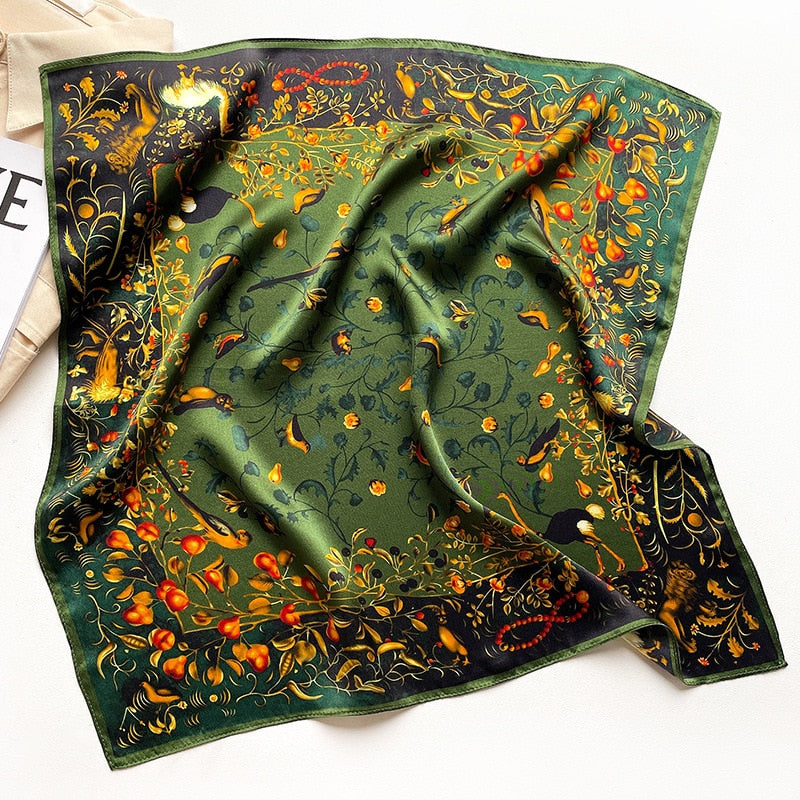 Lux Print Silk Square Scarf