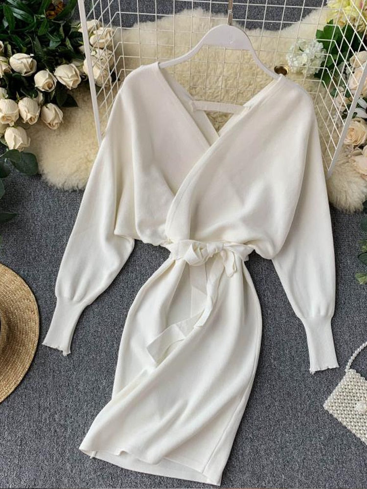 Knitted Sweater Long Batwing Sleeve