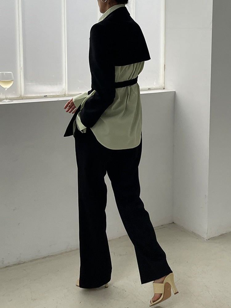 VIVIANNA Irregular Backless Hem Solid Blazers