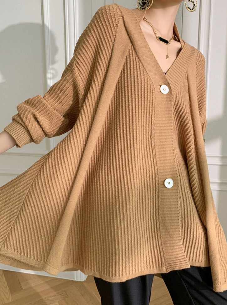 Oversize Loose Fit V-Neck Knitting Sweater Cardigan