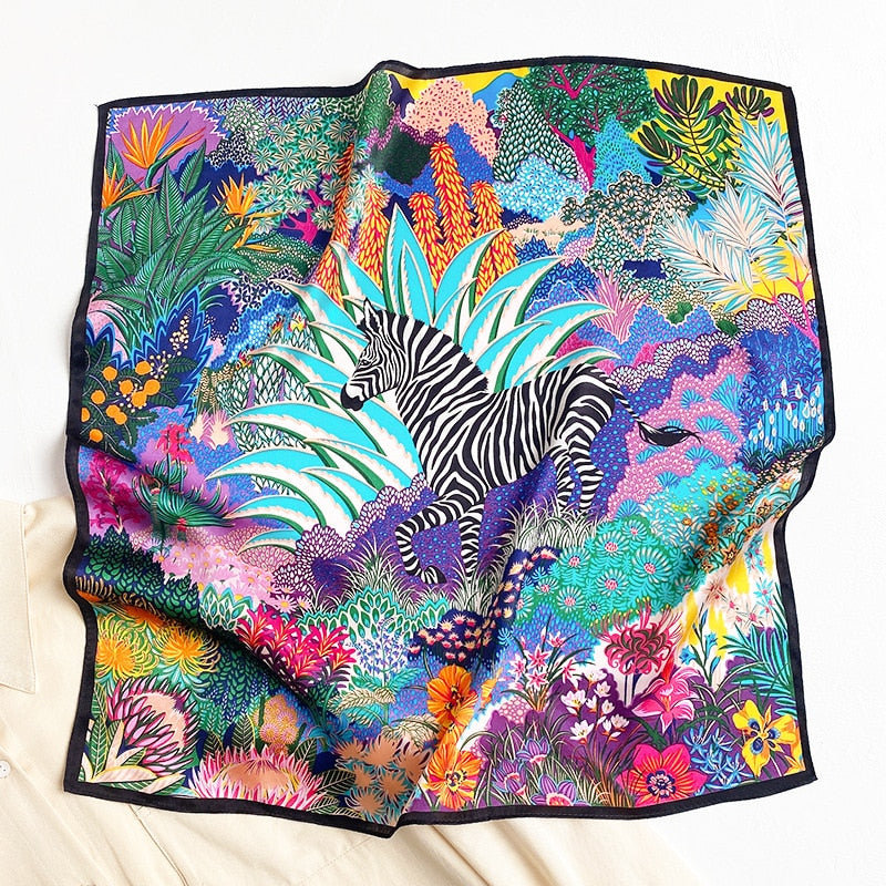 Lux Print Silk Square Scarf