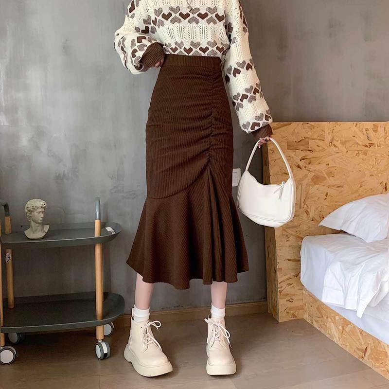 Mermaid Ruffles High Waist Midi Skirts