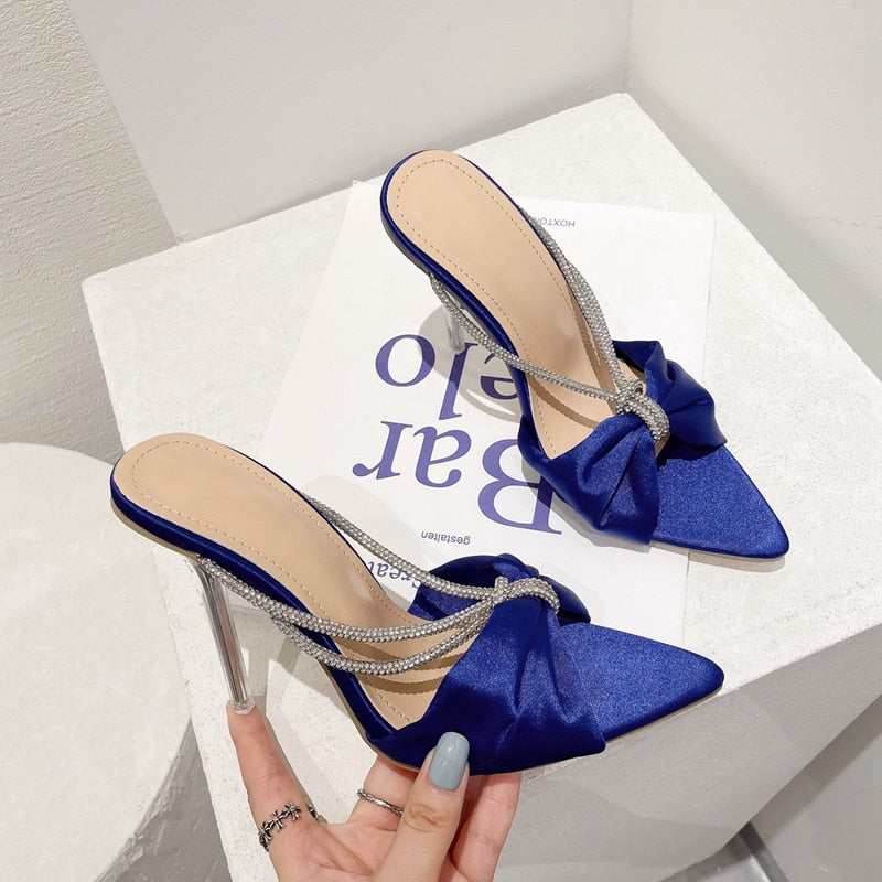 Crystal Pointed Toe Transparent Perspex Stiletto High Heels