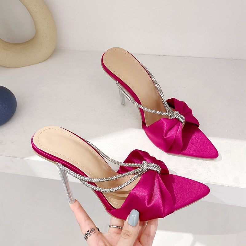 Crystal Pointed Toe Transparent Perspex Stiletto High Heels