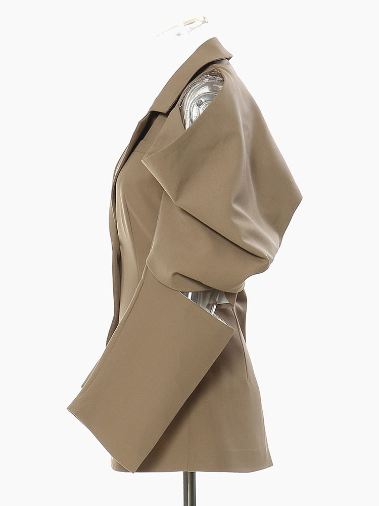 New Lapel Off Shoulder Chain Big Size Blazer