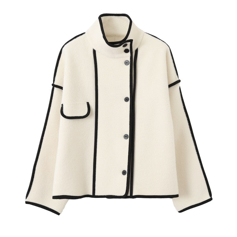 Loose Stand Collar Full Sleeve Jacket