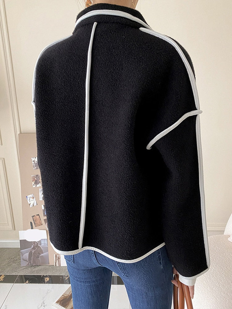 Loose Stand Collar Full Sleeve Jacket