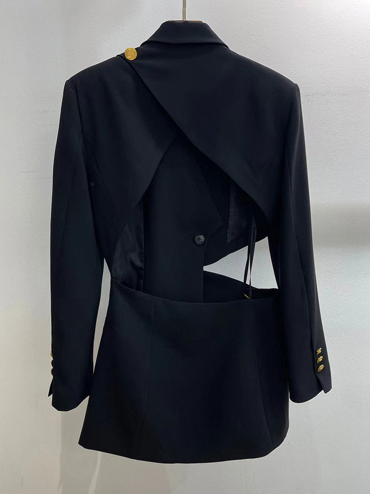 Asymmetrical Backless Solid Blazers