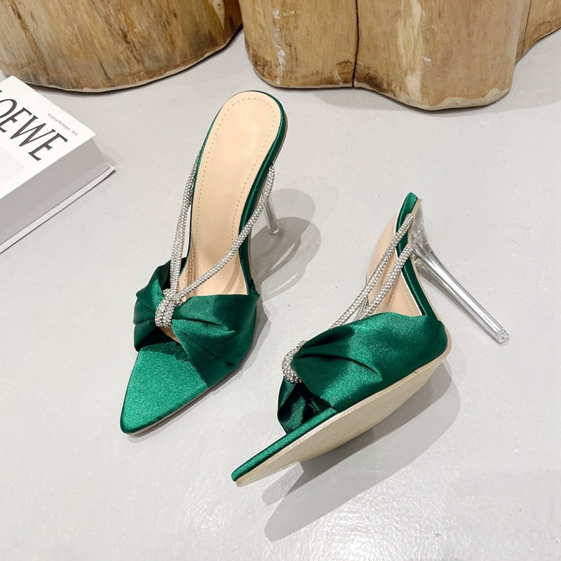 Crystal Pointed Toe Transparent Perspex Stiletto High Heels