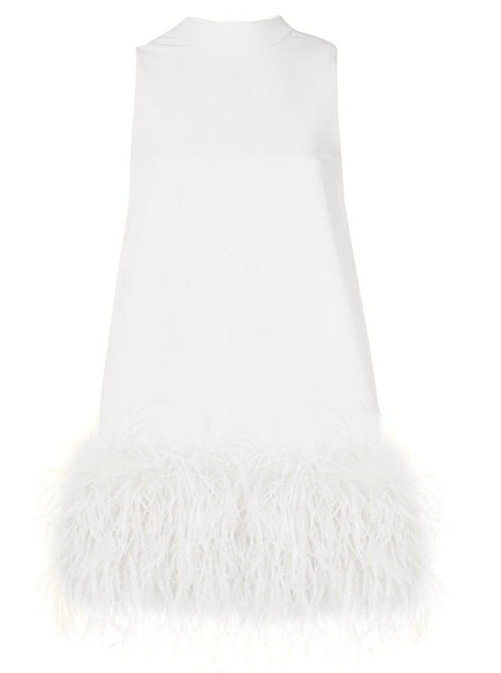 Feather Fur Sleeveless Loose Tassel Dresses