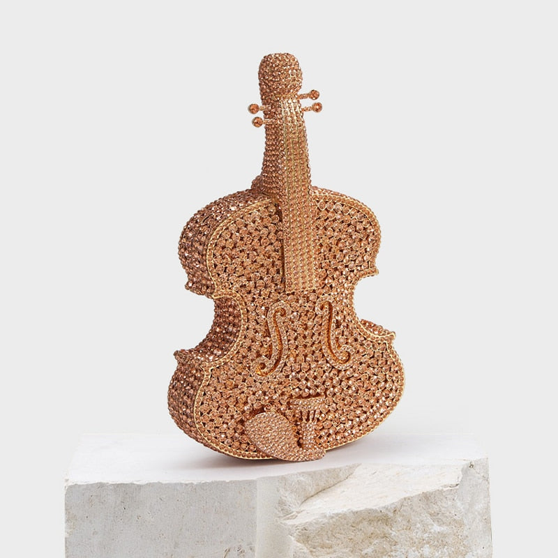 Shiny Crystal diamonds Violin Clutch