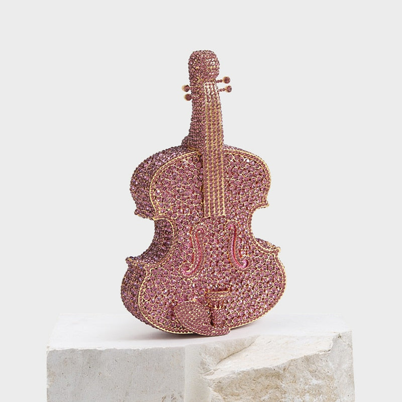 Shiny Crystal diamonds Violin Clutch