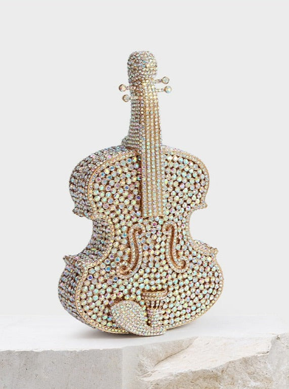 Shiny Crystal diamonds Violin Clutch