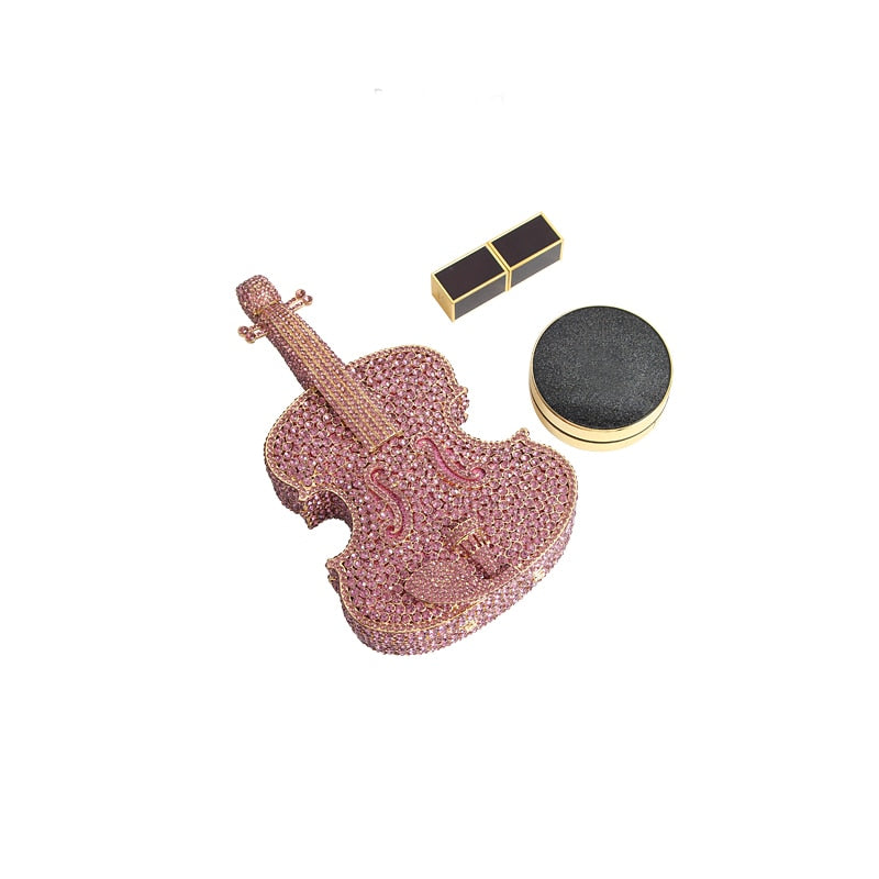 Shiny Crystal diamonds Violin Clutch