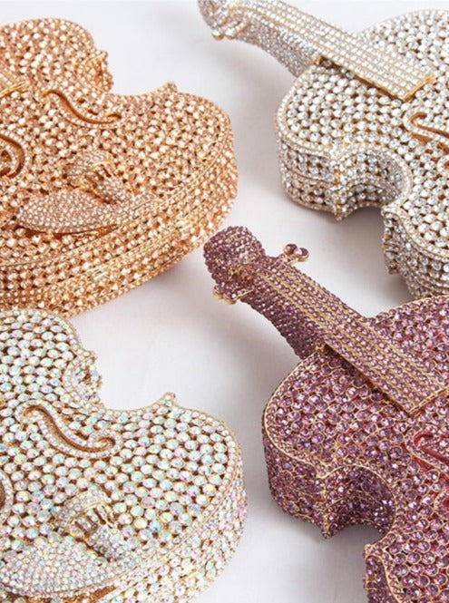 Shiny Crystal diamonds Violin Clutch